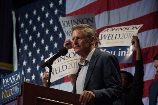 LIBERTARIAN. This file photo taken on September 10, 2016 shows Libertarian presidential candidate Gary Johnson speaking to supporters at a rally in New York. File photo by Bryan R. Smith/AFP 