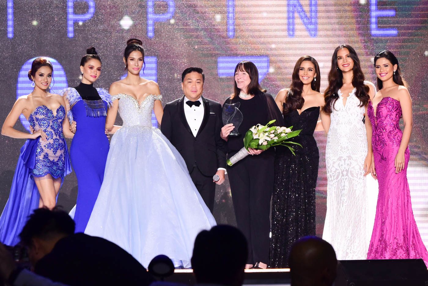Julia Morley, Arnold Vegafria, and the Miss World Philippines past title holders.  