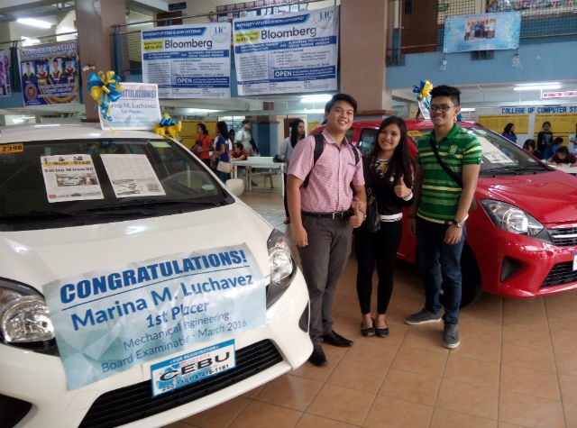 ‘It’s becoming a habit’: University of Cebu gives cars to board top placers
