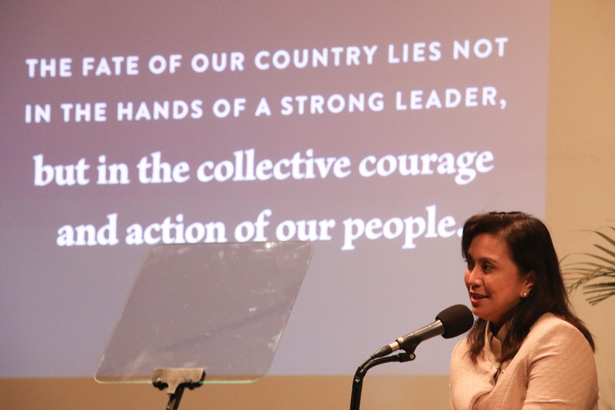 NOT YOUR MESSIAH. In a speech on June 26, 2018, Robredo shares to Rotary Club members her brand of leadership. Photos by OVP  