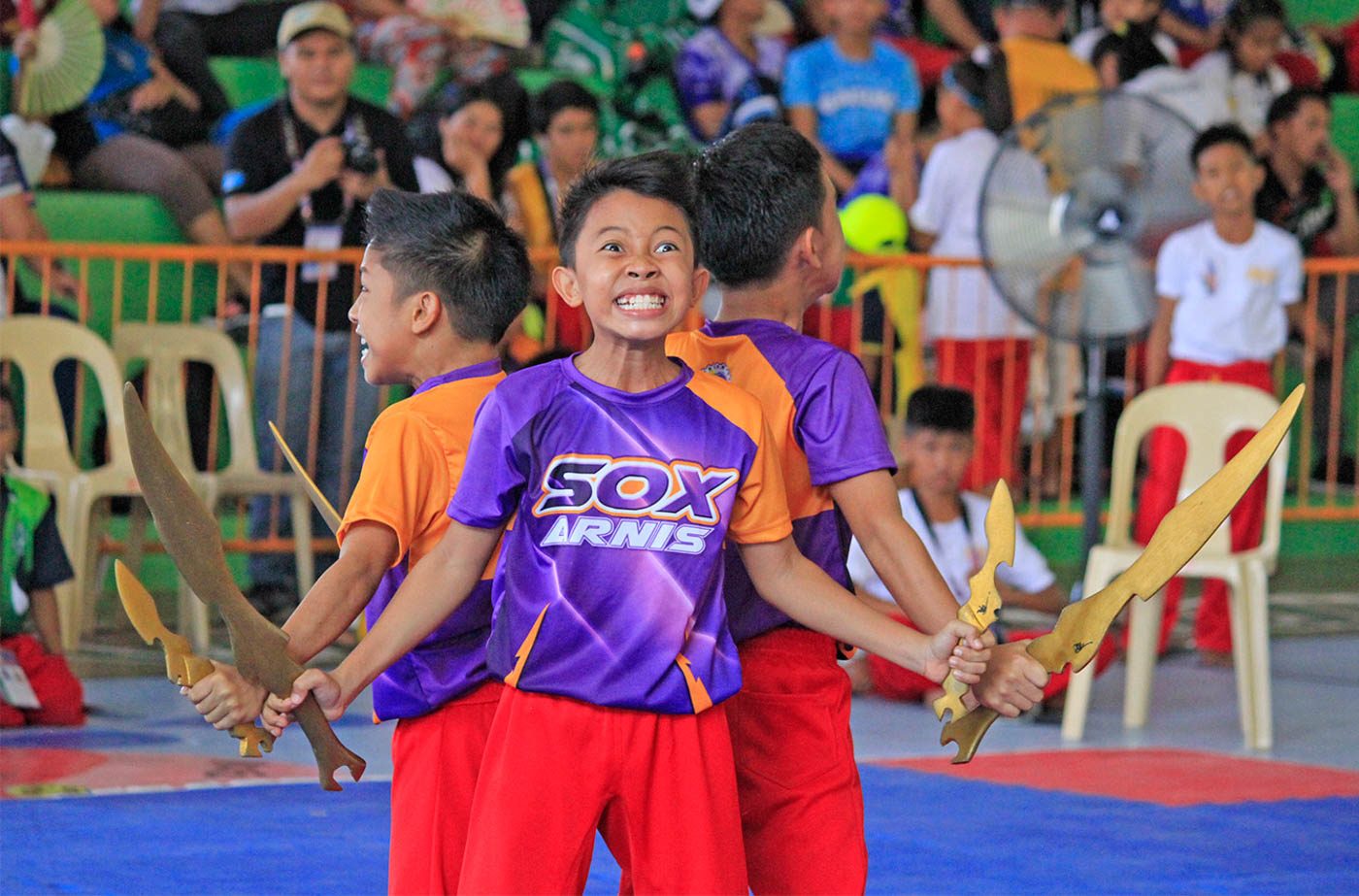 Elementary grade school Andrei Fritz Justine Alcarioto of region XII grab 2 golds medals in boys division of Arnis Sports at the 2018 palarong pambansa 2018. Photo by Mau Victa/Rappler 