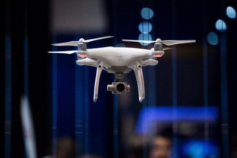 TAKING FLIGHT. A drone flies during the Mobile World Congress on the third day of the MWC in Barcelona, on March 1, 2017.Photo by Josep Lago/AFP 