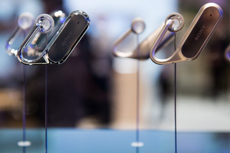 VIRTUAL ASSISTANTS. Sony Xperia ear devices are displayed at the Mobile World Congress on the third day of the MWC in Barcelona, on March 1, 2017. Photo by Josep Lago/AFP 