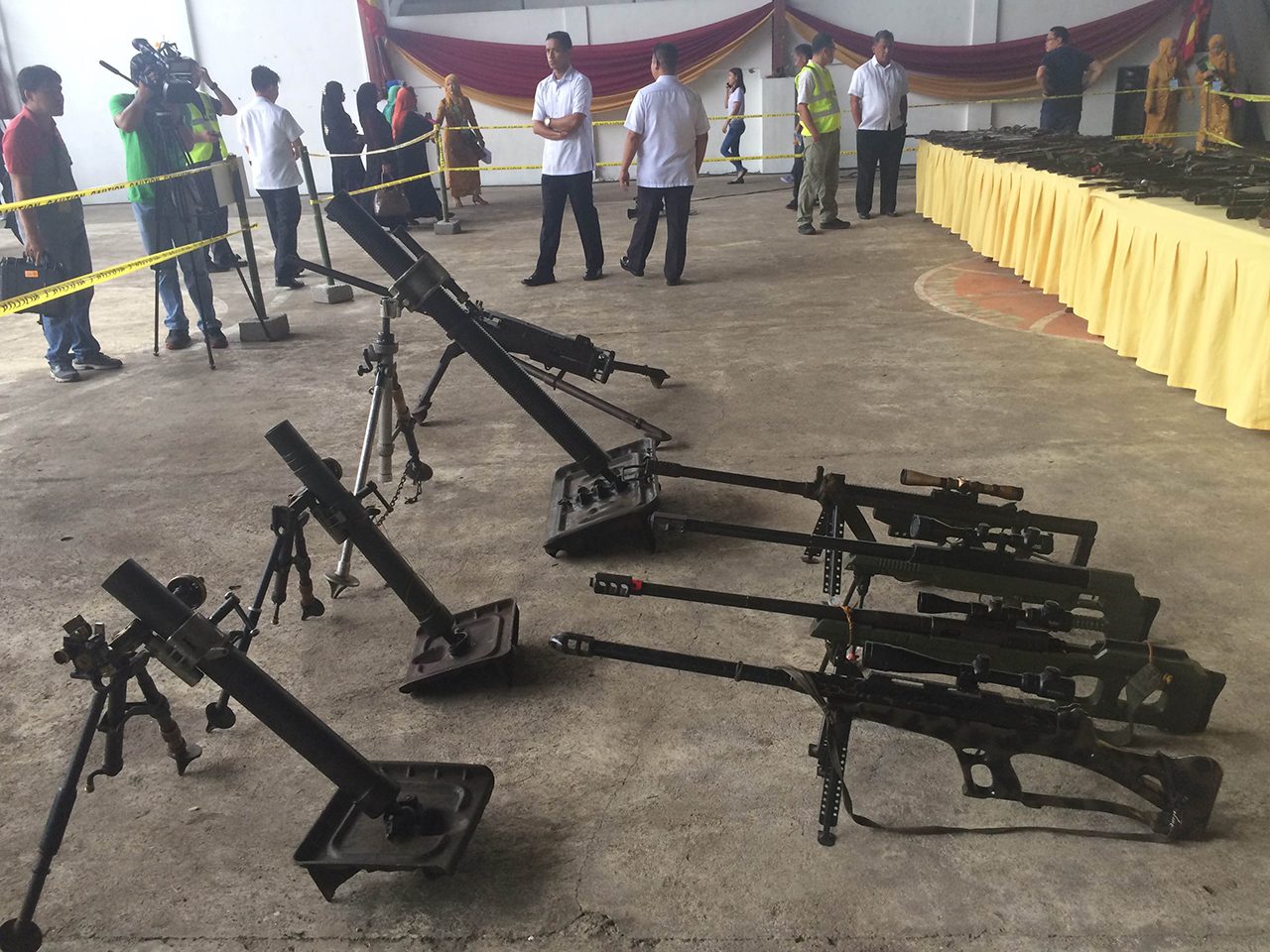 TURNED OVER. Some of the high-powered weapons turned over by the MILF to an independent body on June 16. Photo by Rappler 