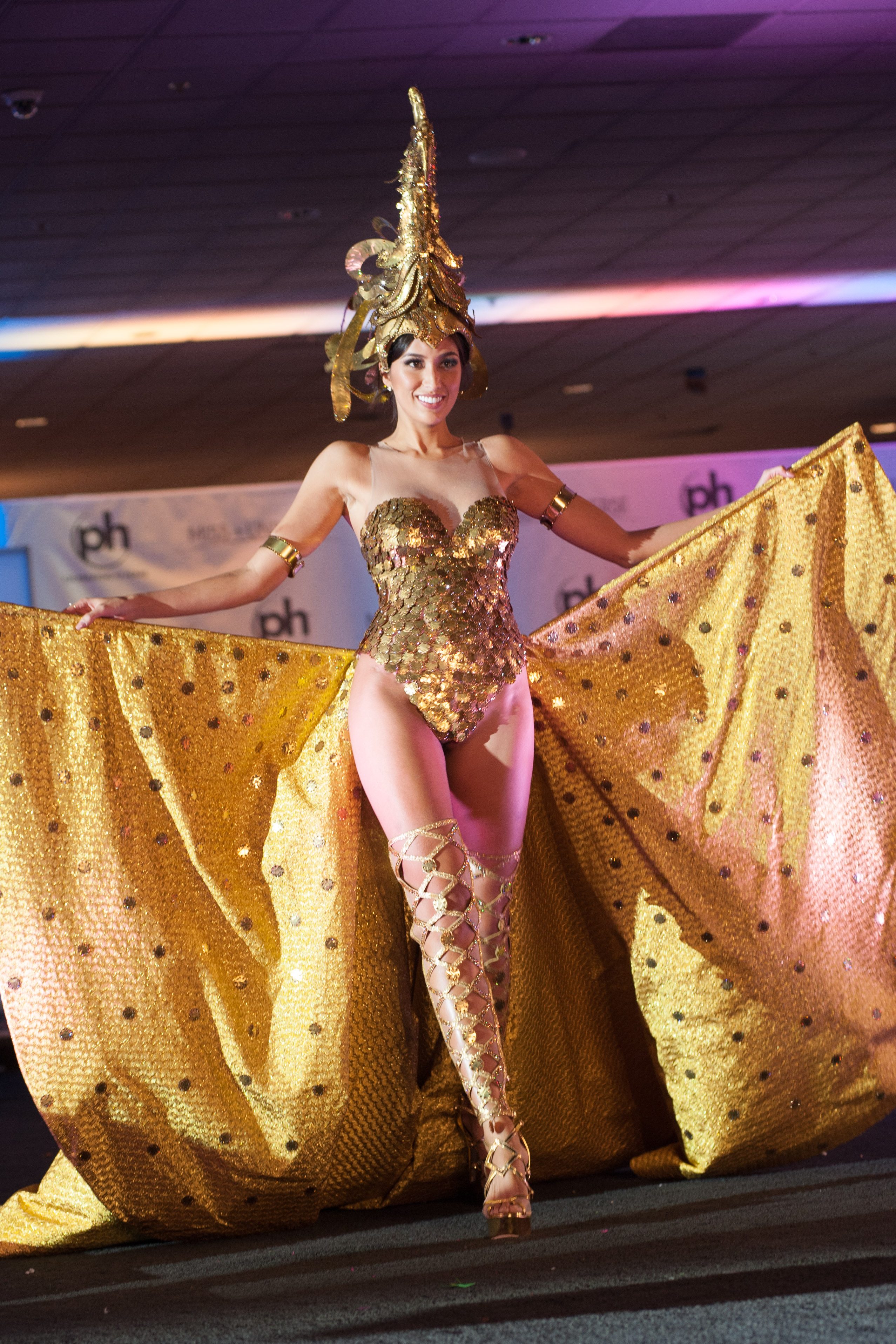 Rachel Peters, debuts her National Costume on stage at Planet Hollywood Resort & Casino on November 18, 2017. The National Costume Show is an international tradition where contestants display an authentic costume of choice that best represents the culture of their home country. Photo by HO/The Miss Universe Organization 