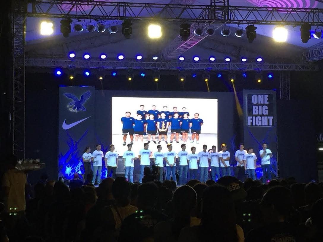 PERENNIALS CHAMPS. The 4-peat Ateneo swimming team champs take to the stage.  