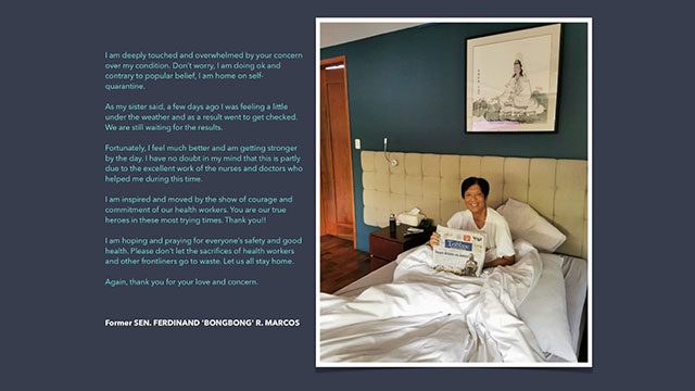 Feeling ‘unwell,’ Bongbong Marcos waits for coronavirus test results