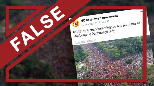 FALSE: Photo of a Hugpong ng Pagbabago rally drawing a massive crowd