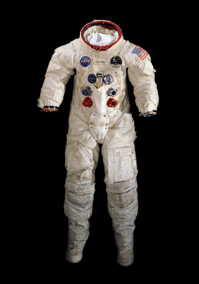 HISTORIC. This spacesuit was worn by astronaut Neil Armstrong, Commander of the Apollo 11 mission, which landed the first man on the moon on July 20, 1969. Image by Mark Avino, National Air and Space Museum, Smithsonian Institution  