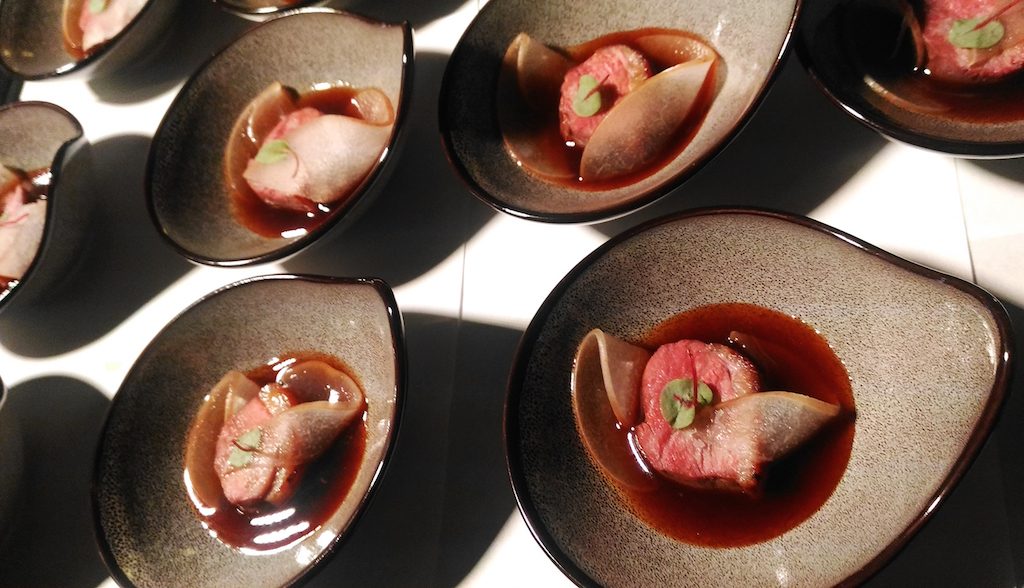 WHISKEY PAIRING. Hors d’oeuvres are served: duck in wine reduction. Photo by Alexis Betia/Rappler 