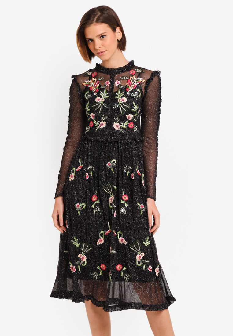 Embroidered metallic tulle skater dress by Frock and Frill (P12,199) from Zalora.com 