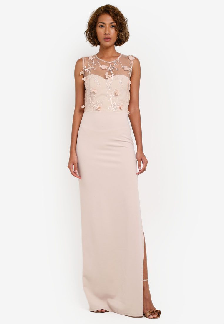 Floral embroidered maxi dress by Goddiva (P2,539) from Zalora.com 