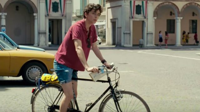 ADMIRATION. Elio (Timothée Chalamet) takes Oliver around the city somewhere in Italy. 
