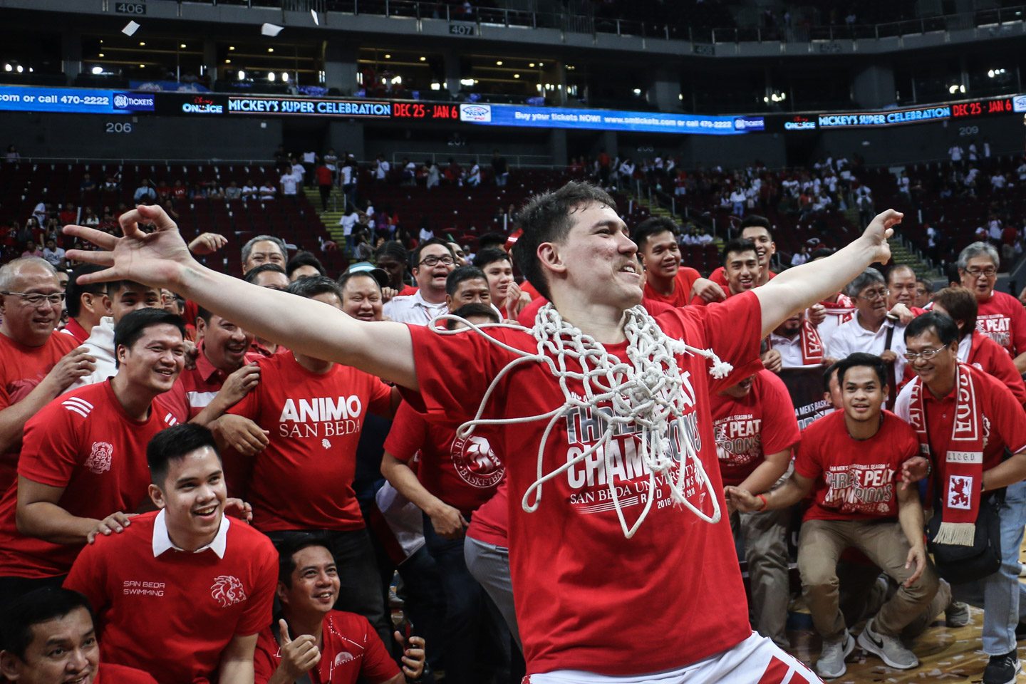 LION KING. San Beda's Robert Bolick celebrates after another phenomenal run with the Red Lions. Photo by Josh Albelda/Rappler  