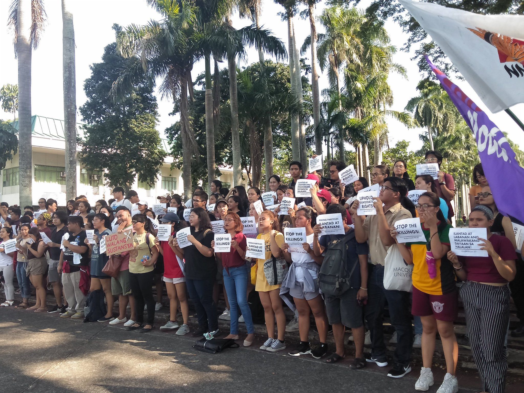 LAGUNA. Groups at the University of the Philippines Los Baños denounce the perceived irregularities in the midterm elections. Photo by Rosemarie de Castro/Rappler  