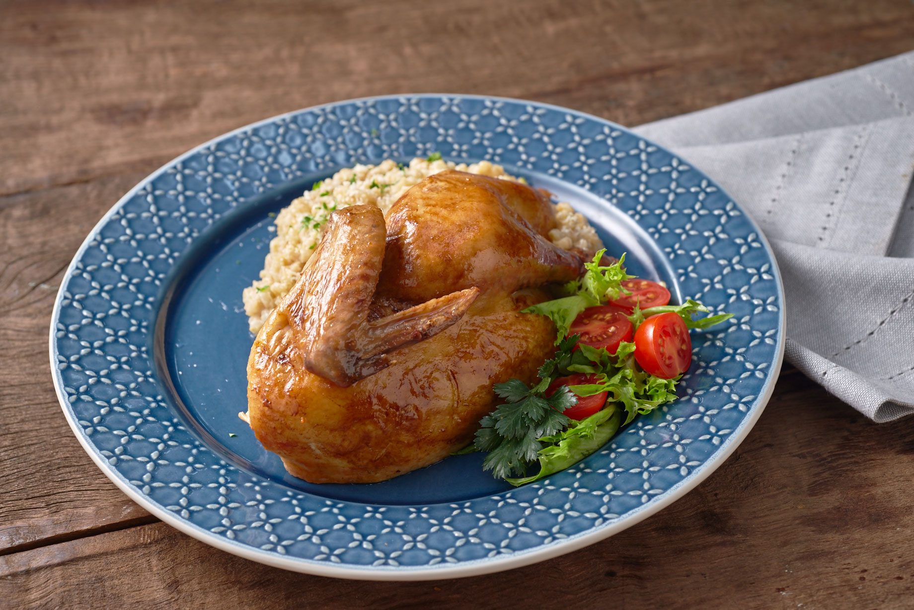 ROAST CHICKEN WITH BARLEY PORRIDGE. Photo from Knorr 