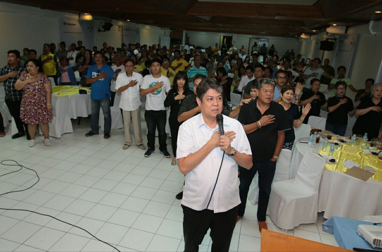 LP IN CEBU. Sen Francis Pangilinan leads celebrations in Cebu City. Photo from Liberal Party Facebook page 