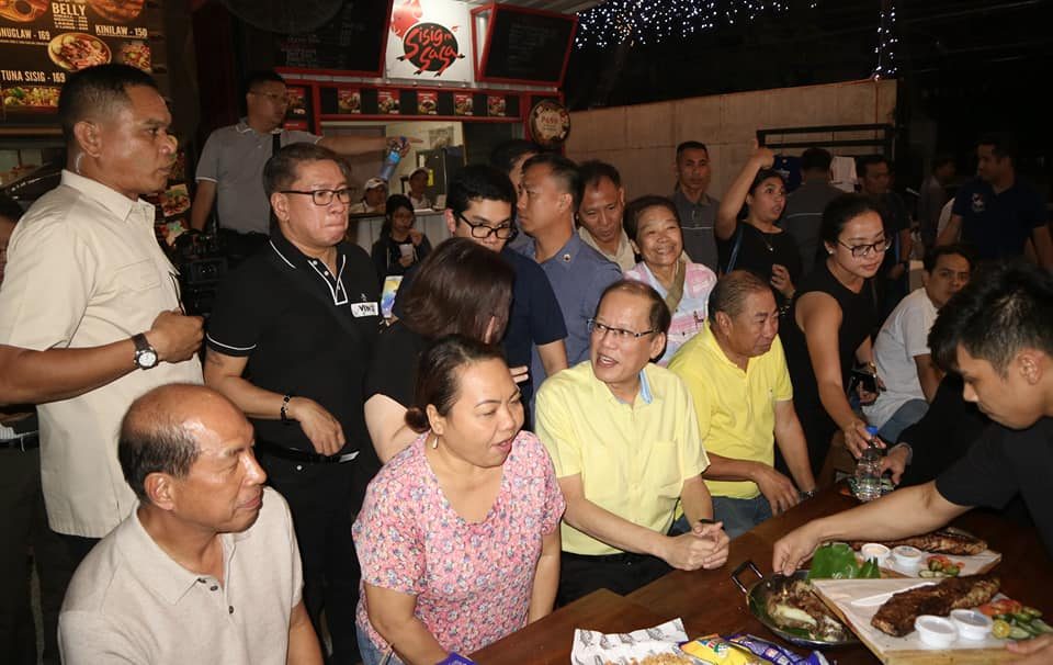 CHAIRMAN EMERITUS. Former president Benigno Aquino III is joined by members of the party during its celeberation. Photo from Noynoy Aquino's Facebook page 
