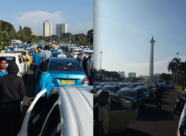 FOTO: Demo sopir taksi di Jakarta