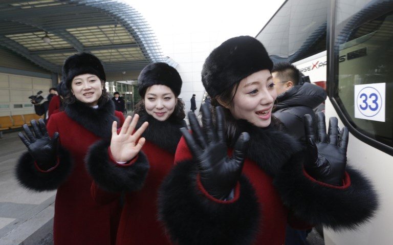 North Korean cheerleaders in high spirits on Olympic arrival