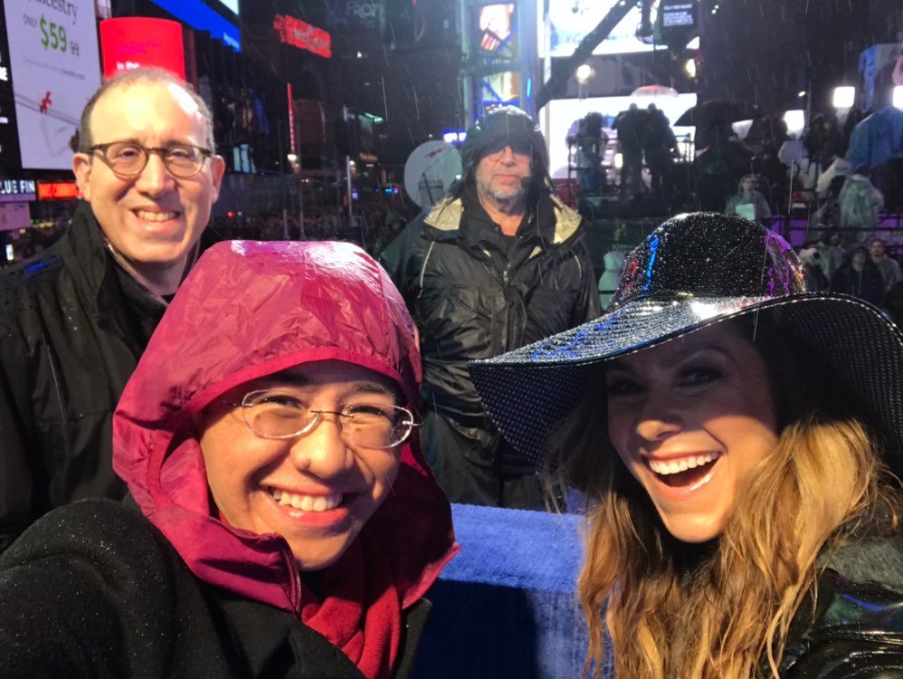 USA. Rappler CEO and Executive Editor Maria Ressa is with Committee to Protect Journalists executive director Joel Simon at the Times Square celebrations. Photo by Maria Ressa 