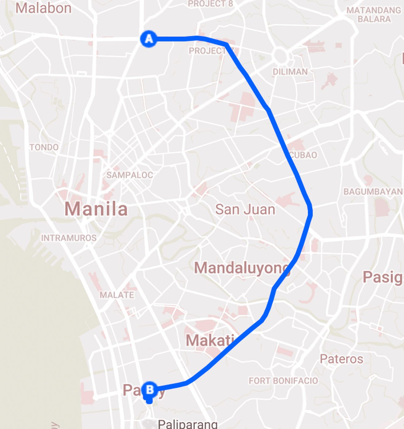 Map of EDSA southbound. All charts and images courtesy of Thinking Machines 