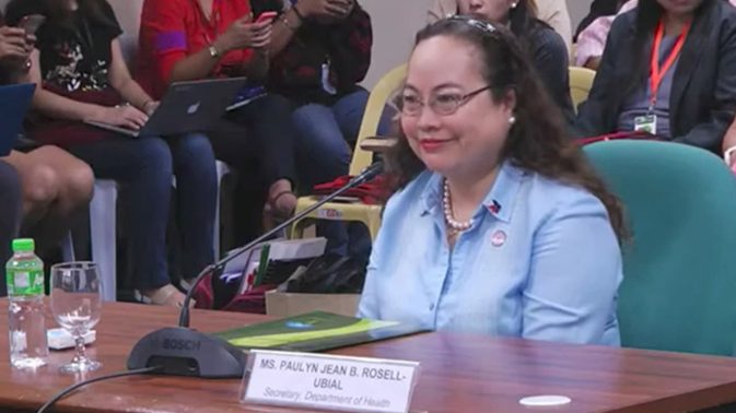 THANKFUL. Outgoing Health Secretary Paulyn Ubial smiles during her confirmation hearing before the Commission on Appointments on October 10, 2017. Screenshot by Rappler 