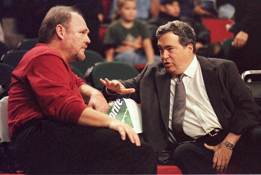 VILLAIN? Former general manager Jerry Krause (right) may have been a villain to some Bulls stars, but he has also been described as a sweet guy. Photo by Dan Levine/AFP    