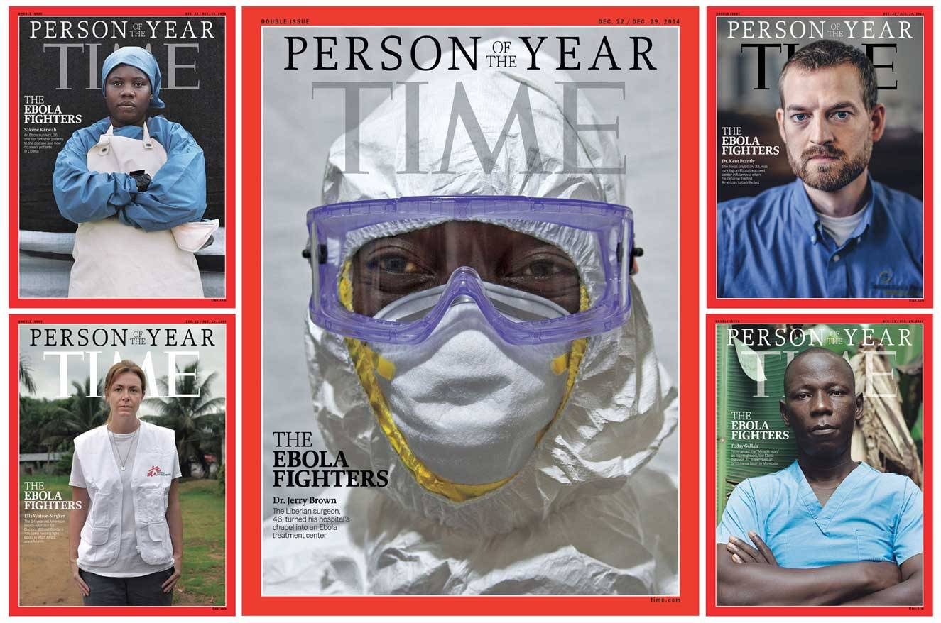 The Time 2014 Persons of the Year covers, with the one featuring Karwah on the upper left hand side. Photo courtesy Time magazine 