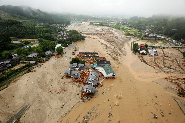 JAPAN FLOODING. An areal view of flooded Asakura City, Fukuoka prefecture, on July 6, 2017. AFP Photo  