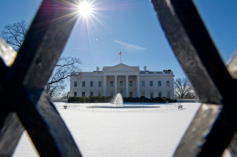 The White House is seen January 22, 2014 on a cold day in Washington, DC. Karen Bleier/AFP 