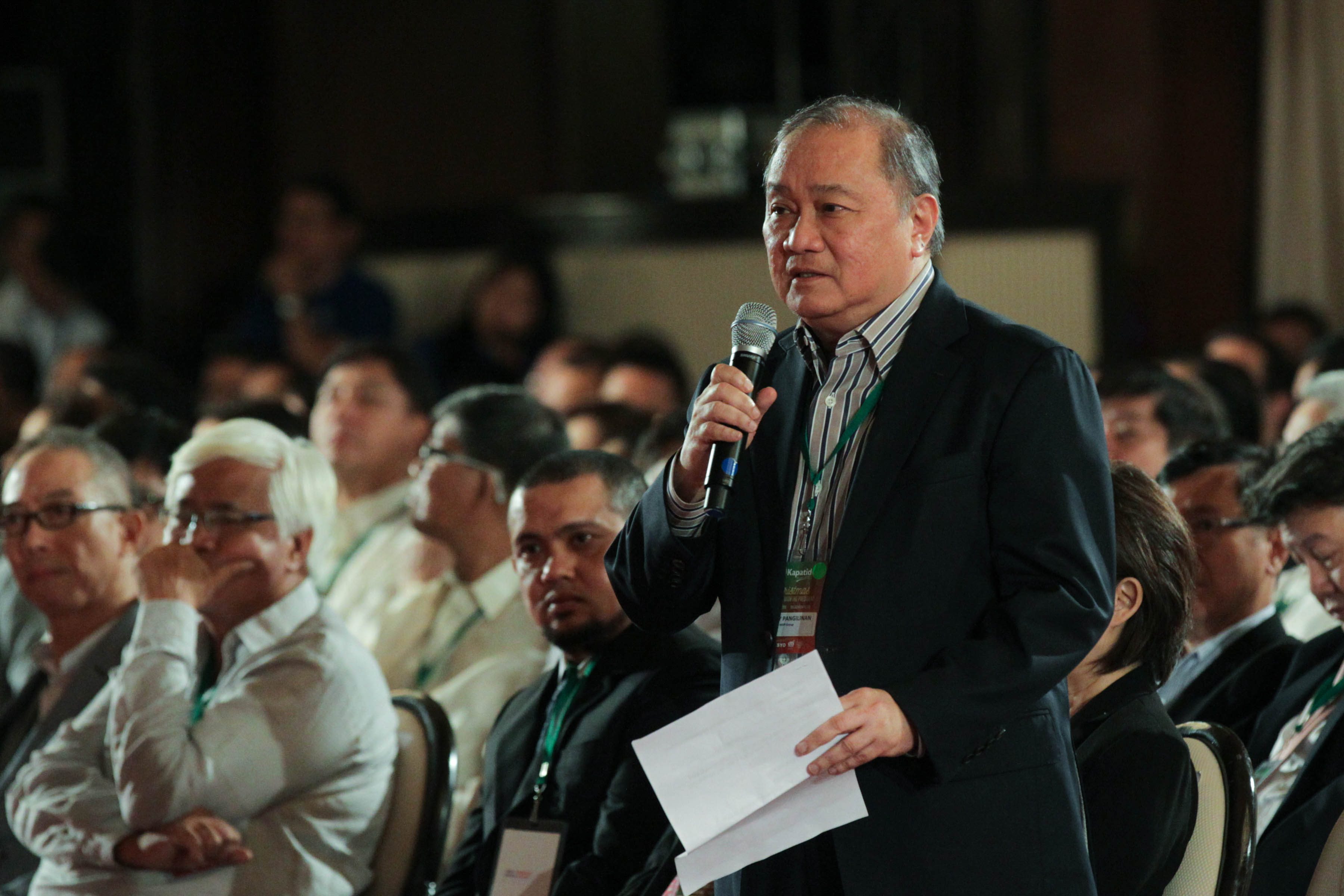 PLEDGE FOR SULU. Businessman Manny V Pangilinan speaks at the Go Negosyo event for Sulu development in Malacañang. Photo from PPD 