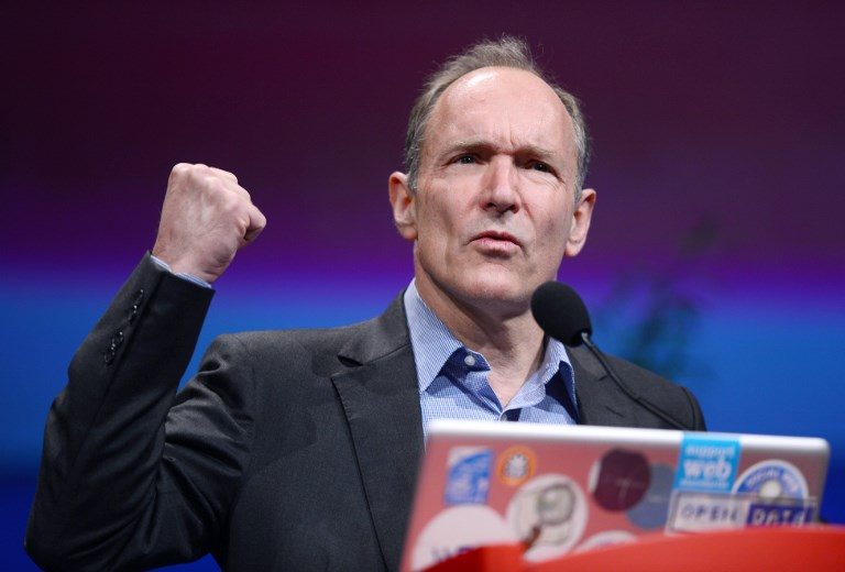 SOCIAL MEDIA REGULATION? British computer scientist Tim Berners-Lee, the man credited with inventing the world wide web, gives a speech at the World Wide Web 2012 international conference in Lyon, France. File photo by Philippe Desmazes/AFP 
