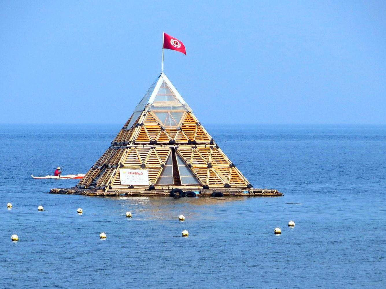 Estudio Damgo's pyramid floats offshore at Silliman Beach 