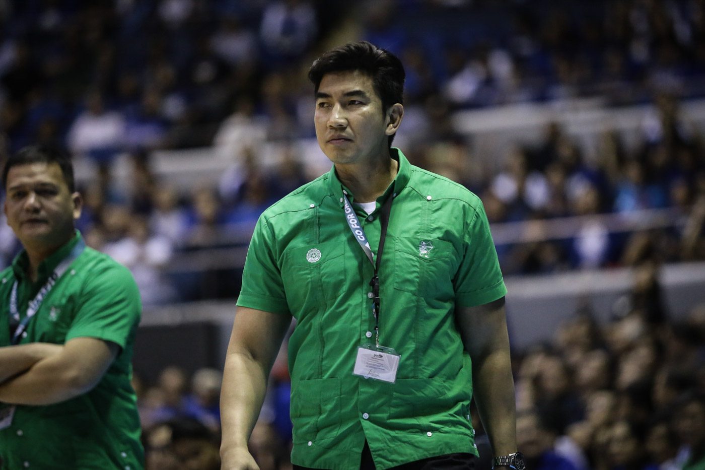 TACTICIAN. De La Salle coach Aldin Ayo made sure the Green Archers kept their composure when they trailed by as much as 21 in the early going. Photo by Josh Albelda/Rappler 