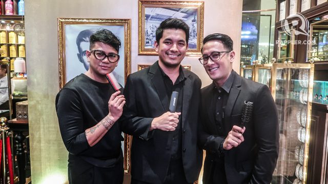 CELEBRITY STYLISTS. Lourd Ramos, Anton Papa, and Jonathan Velasco hold up their favorite styling tools. 