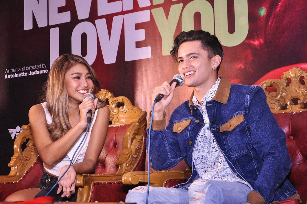 Nadine Lustre and James Reid at a press conference for 'Never Not Love You' in March 2018. File photo by Jay Ganzon/Rappler 