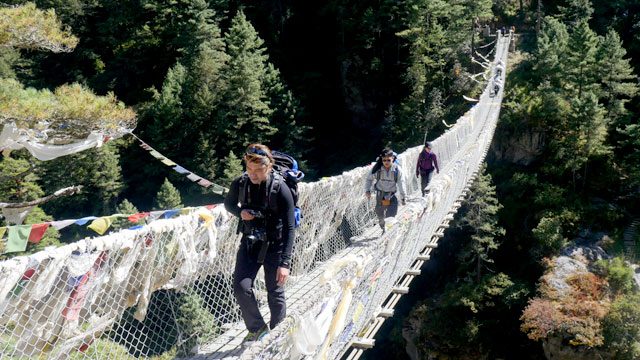 NO WALK IN THE PARK. These metal suspension bridges connect the mountains in the Himalayan trail. Photo by Adrian Portugal/Rappler   