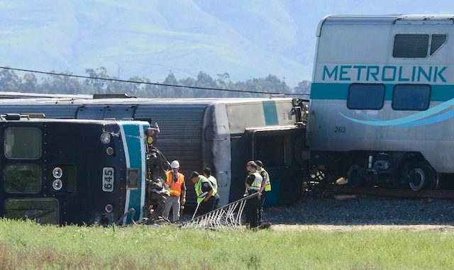 Nearly 30 injured as California train hits truck