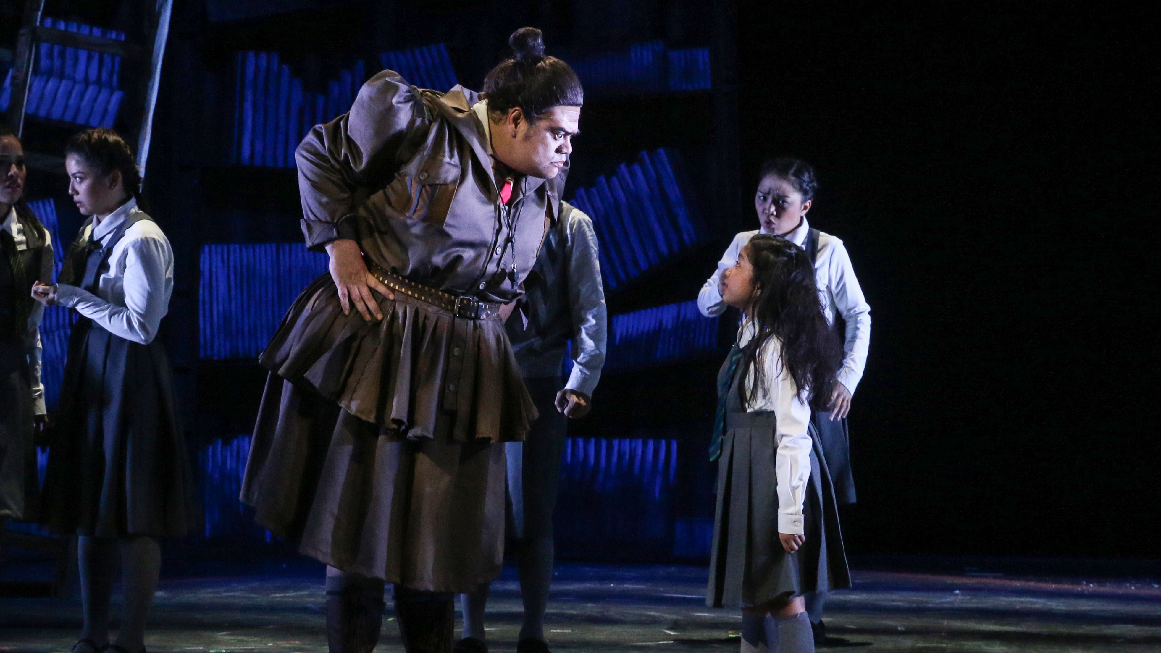 TRUNCHBULL. The formidable Miss Trunchbull (Jamie Wilson) in Atlantis Theatrical's 'Matilda the Musical.'  