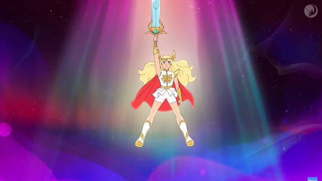 FOR THE HONOR OF GRAYSKULL. Adora transforms into She-Ra after the sword of protection gives her powers. 