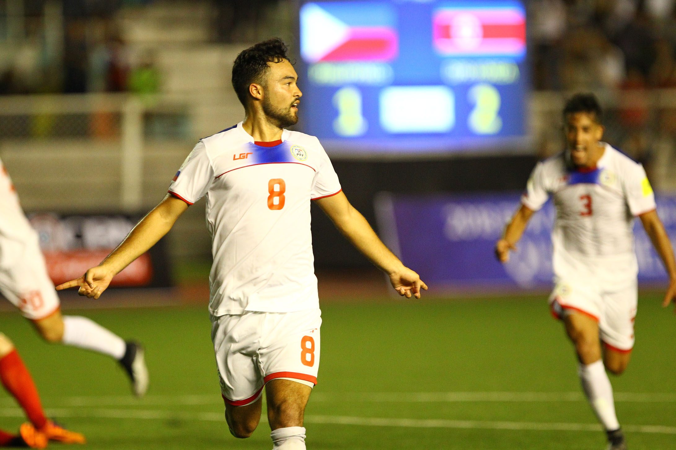 Manuel Ott, seen after scoring the team's second goal, proved himself to be irreplaceable for the Azkals. Photo by Josh Albelda/Rappler 