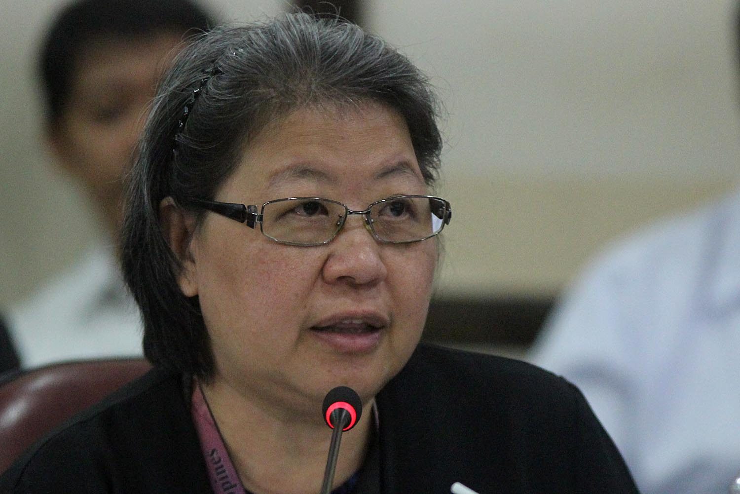 TWG HEAD. Atty Jocelyn Fabian, chairperson of the Technical Working Group under the Special Committee on Retirement and Civil Service Benefits, speaks before the House Committee on Justice. Photo by Darren Langit/Rappler 