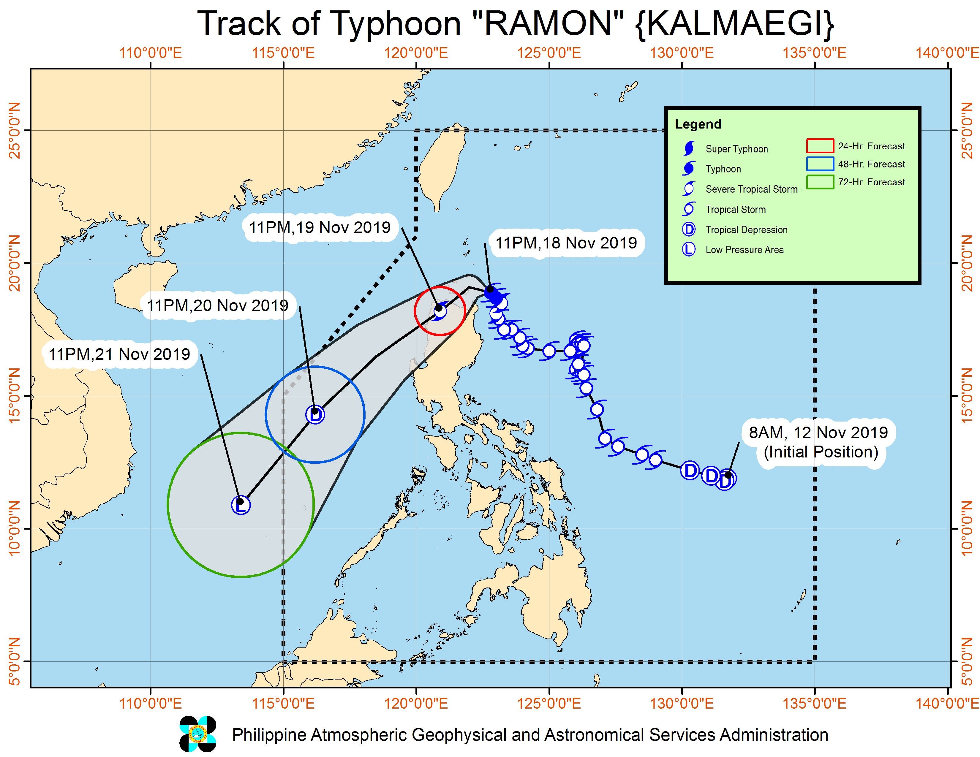 Forecast track of Typhoon Ramon (Kalmaegi) as of November 19, 2019, 2 am. Image from PAGASA 