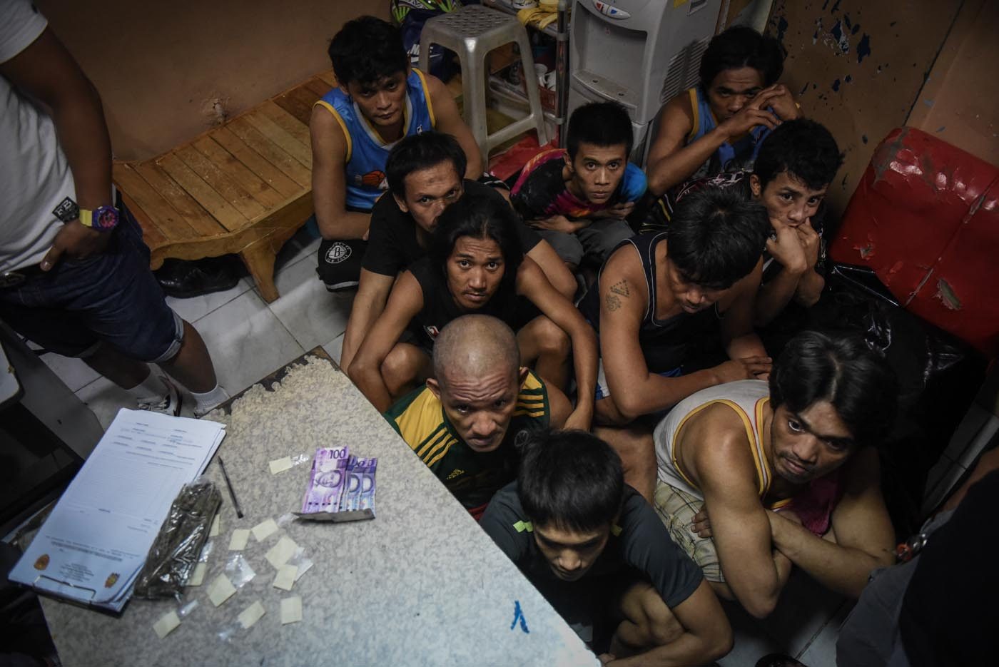FOR INQUEST. The 10 arrested drug suspects under investigation inside the SAID-SOTU office.   