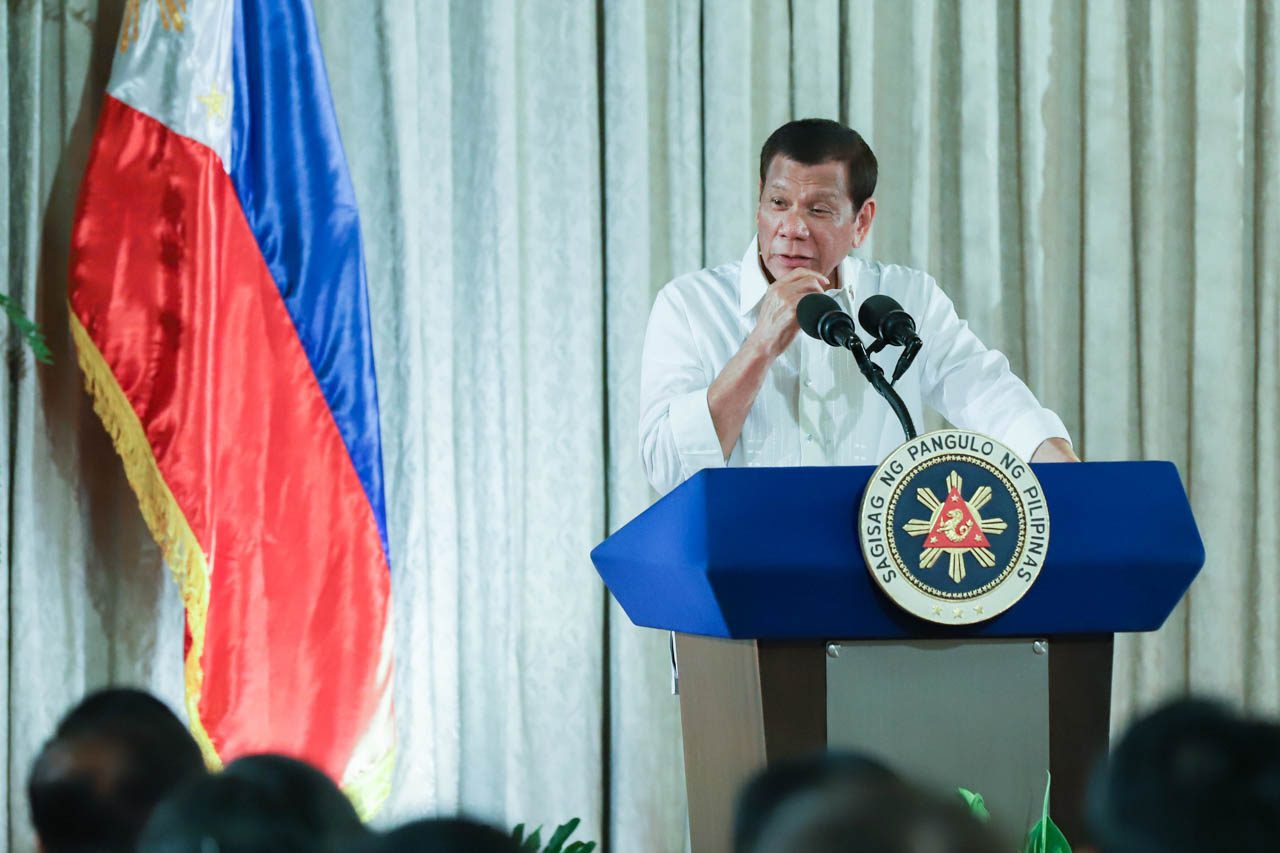 PRESIDENT'S ORDERS. President Rodrigo Duterte delivers a speech during the oath-taking ceremony of the newly-appointed government officials at the Malacañang Palace on February 6, 2020. Malacañang photo 