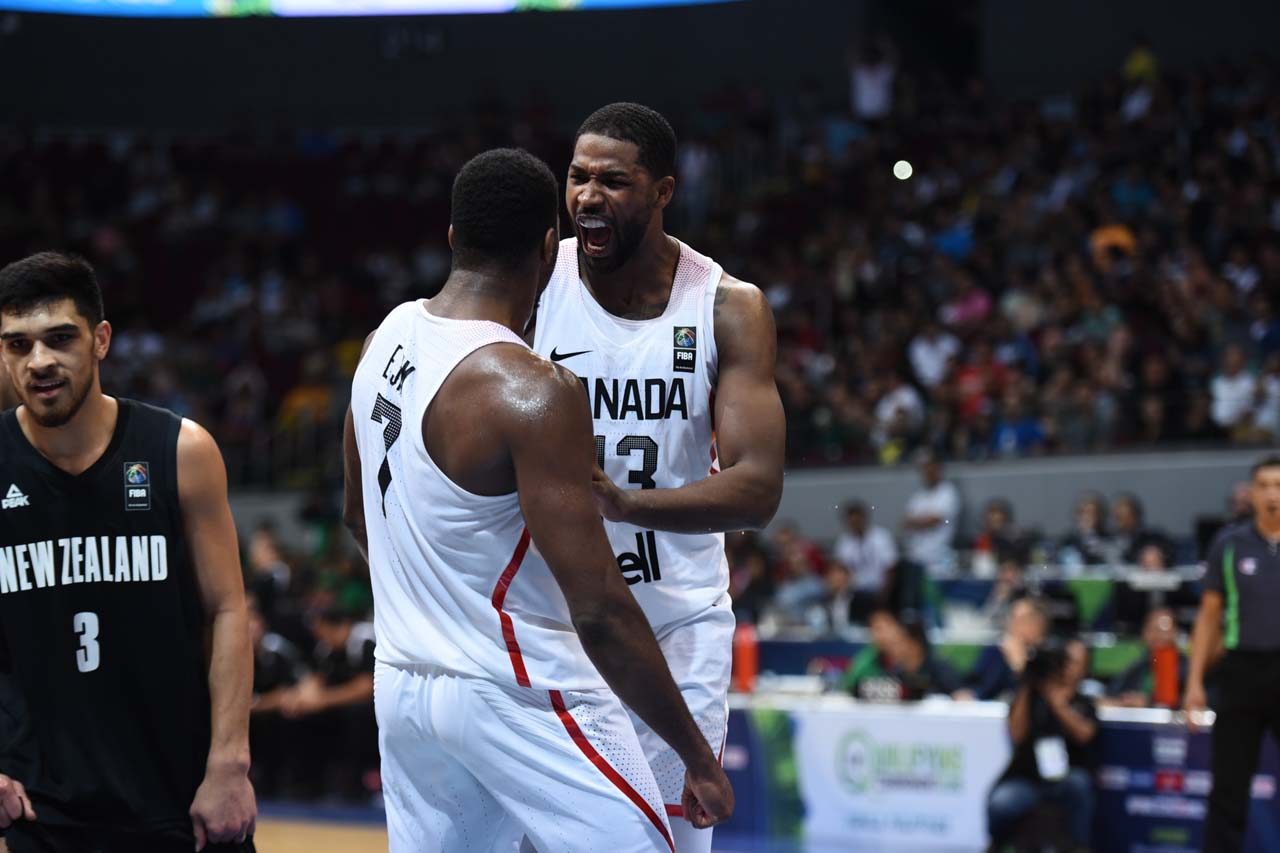 EMOTION. Tristan Thompson reacts during Canada's match versus New Zealand in the FIBA OQT. Photo by Martin San Diego/Rappler 