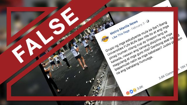 FALSE: Littering runners in photo are ‘university students’
