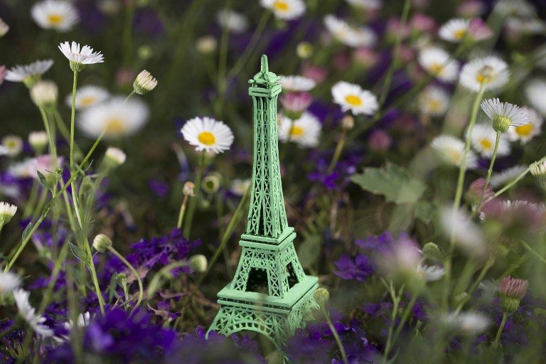 An illustration picture taken on July 5, 2015 in Paris, shows a mini Eiffel Tower replica set among ox-eye daisies, ahead of the 21st session of the Conference of the Parties (COP 21 / CMP 11) to the United Nations Framework Convention on Climate Change, to be held in Paris from November 30 to December 11, 2015. Joel Saget/AFP 