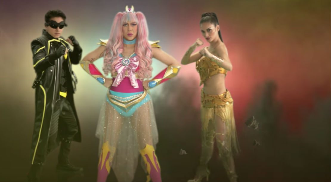 THE SQUAD. Vice Ganda, Daniel Padilla, and Pia Wurtzbach as superheroes in 'The Revenger Squad.' Screengrab from YouTube/ABS-CBN Star Cinema  